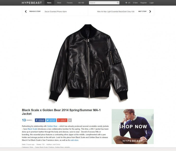 BLACK SCALE X GOLDEN BEAR SPORTSWEAR MA-1 ON HYPEBEAST