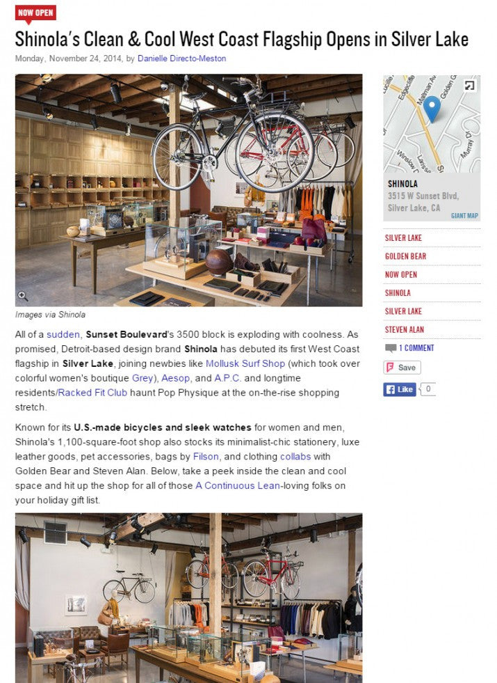 SHINOLA’S NEW SILVER LAKE LOCATION CARRIES GOLDEN BEAR