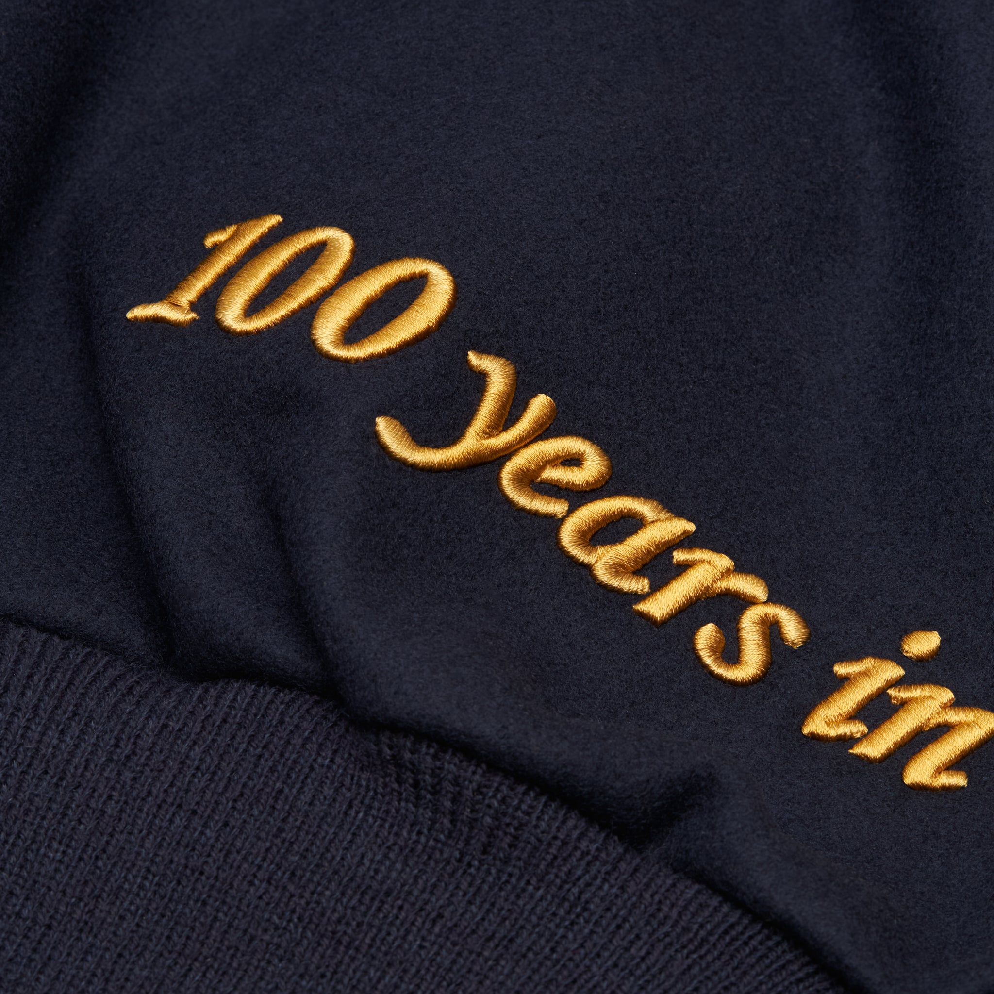 THE ALBANY ANNIVERSARY JACKET - Navy Melton Wool/Mahogany Leather Classic Fit