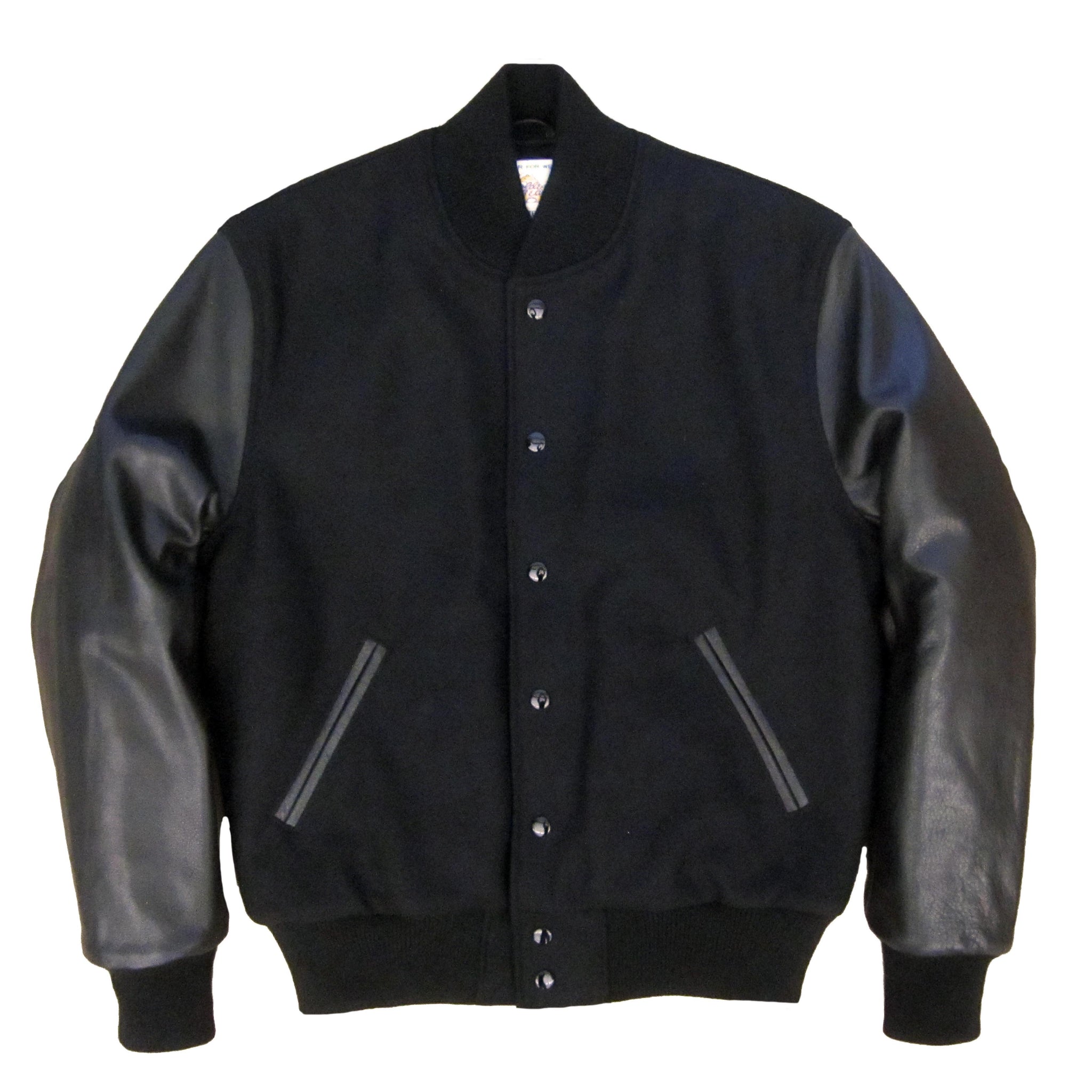 Black/Black Classic Fit Varsity Jacket – Golden Bear Sportswear